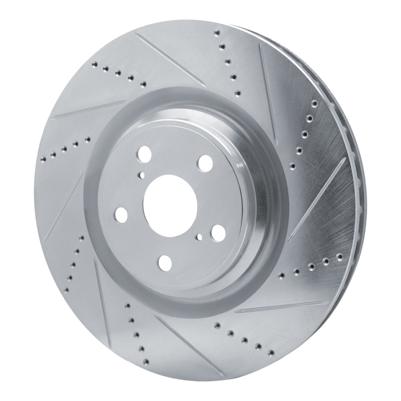 Lexus LS460 Brake Rotor (1) - Left Front - R1 Concepts - Drilled & Slotted - Silver - `10-`17